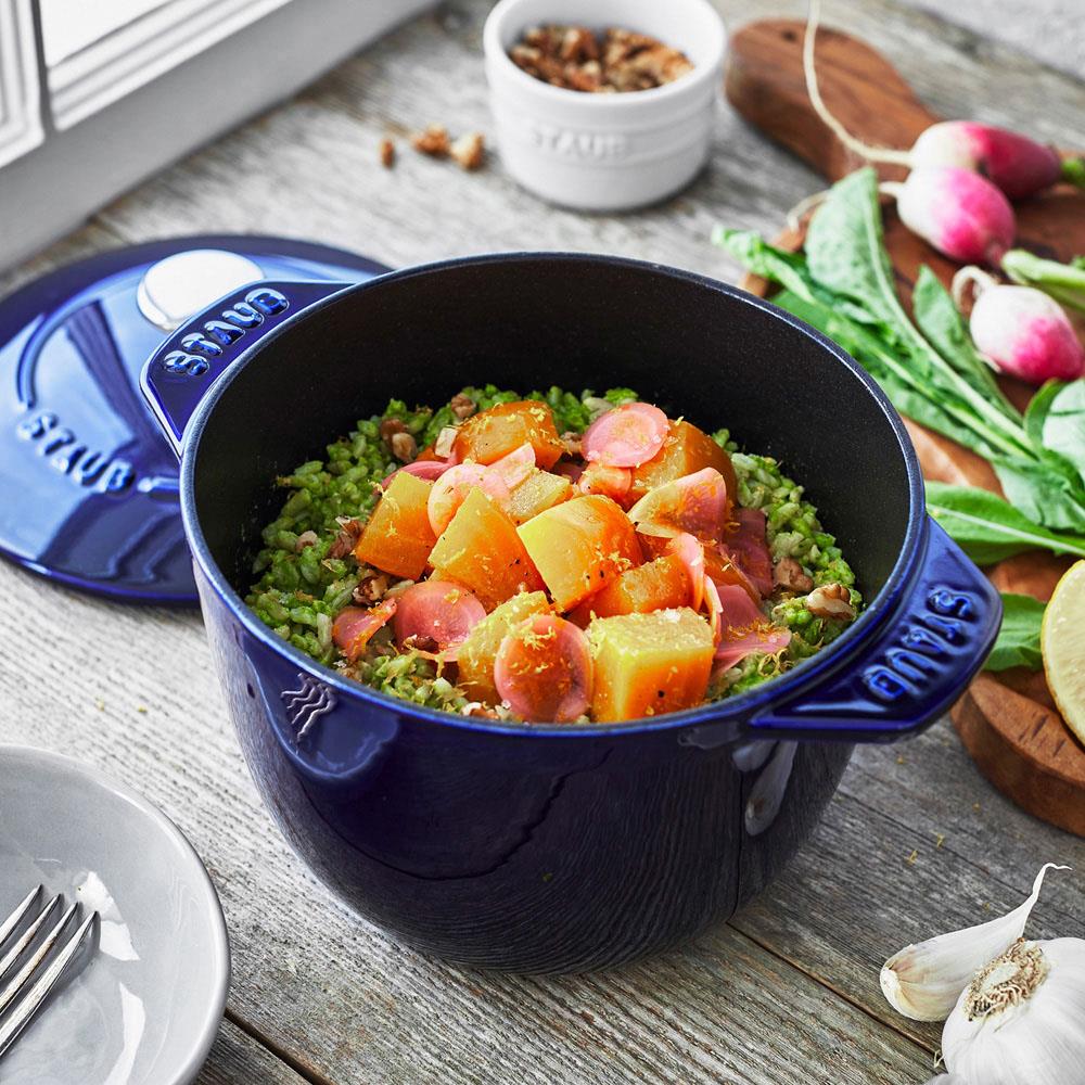 Staub Dark Blue 1.6 Quart Cast Iron Rice Cocotte Pot|