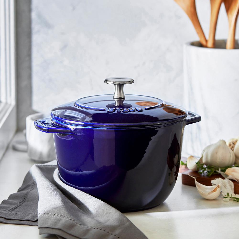 Staub Dark Blue 1.6 Quart Cast Iron Rice Cocotte Pot | Kathy Kuo Home