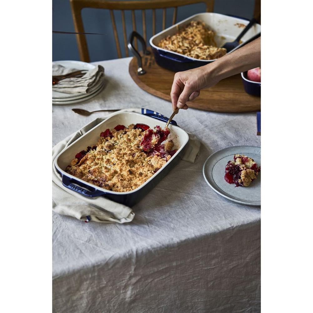 Staub Dark Blue Ceramic Rectangular 2 Piece Bakeware Set|