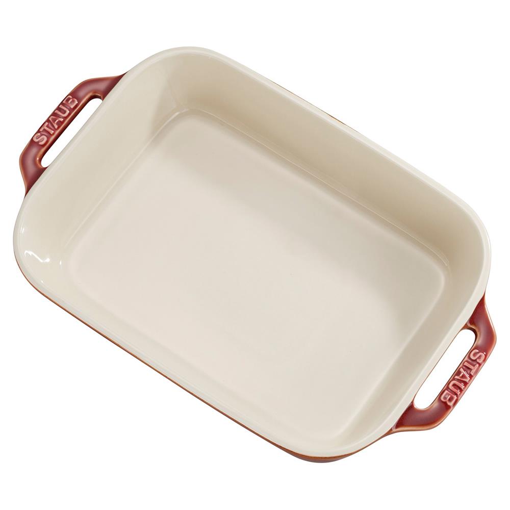 Staub Rustic Red Ceramic Rectangular 2 Piece Bakeware Set|