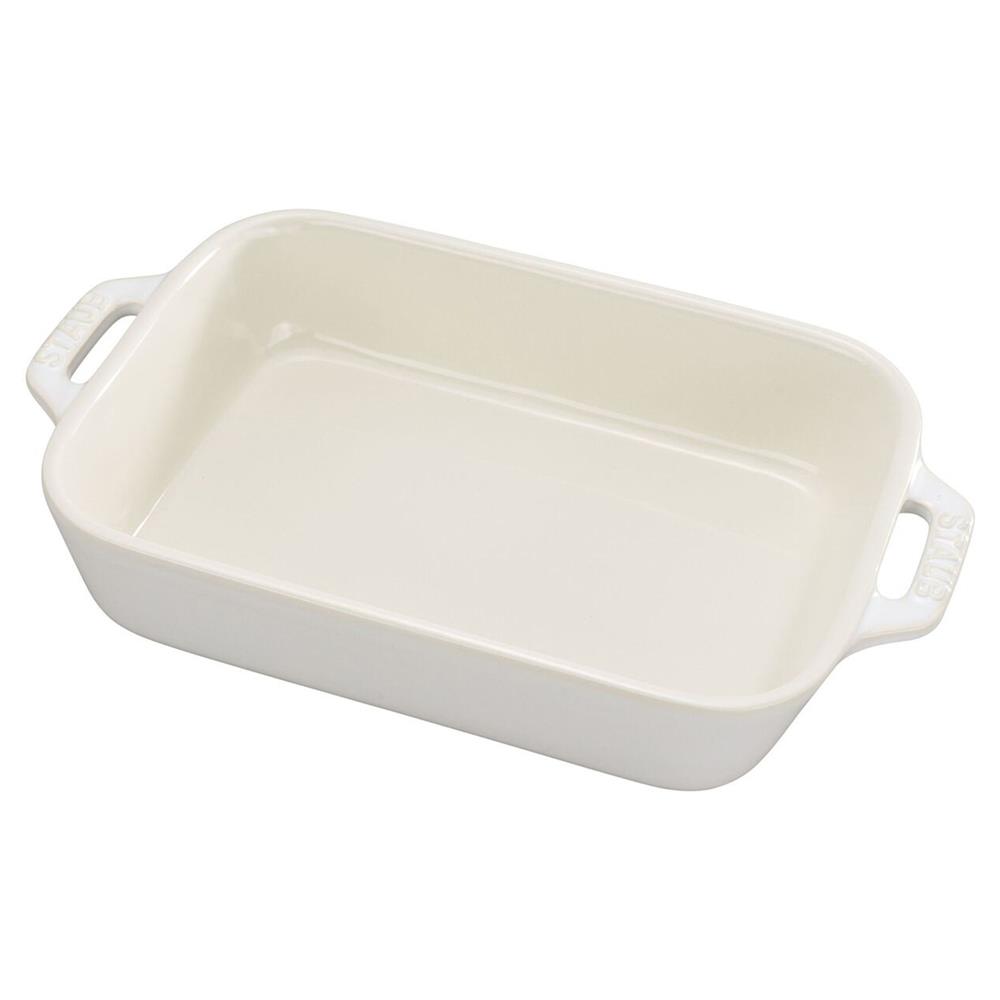 Staub Rustic Ivory Ceramic Rectangular 2 Piece Bakeware Set|