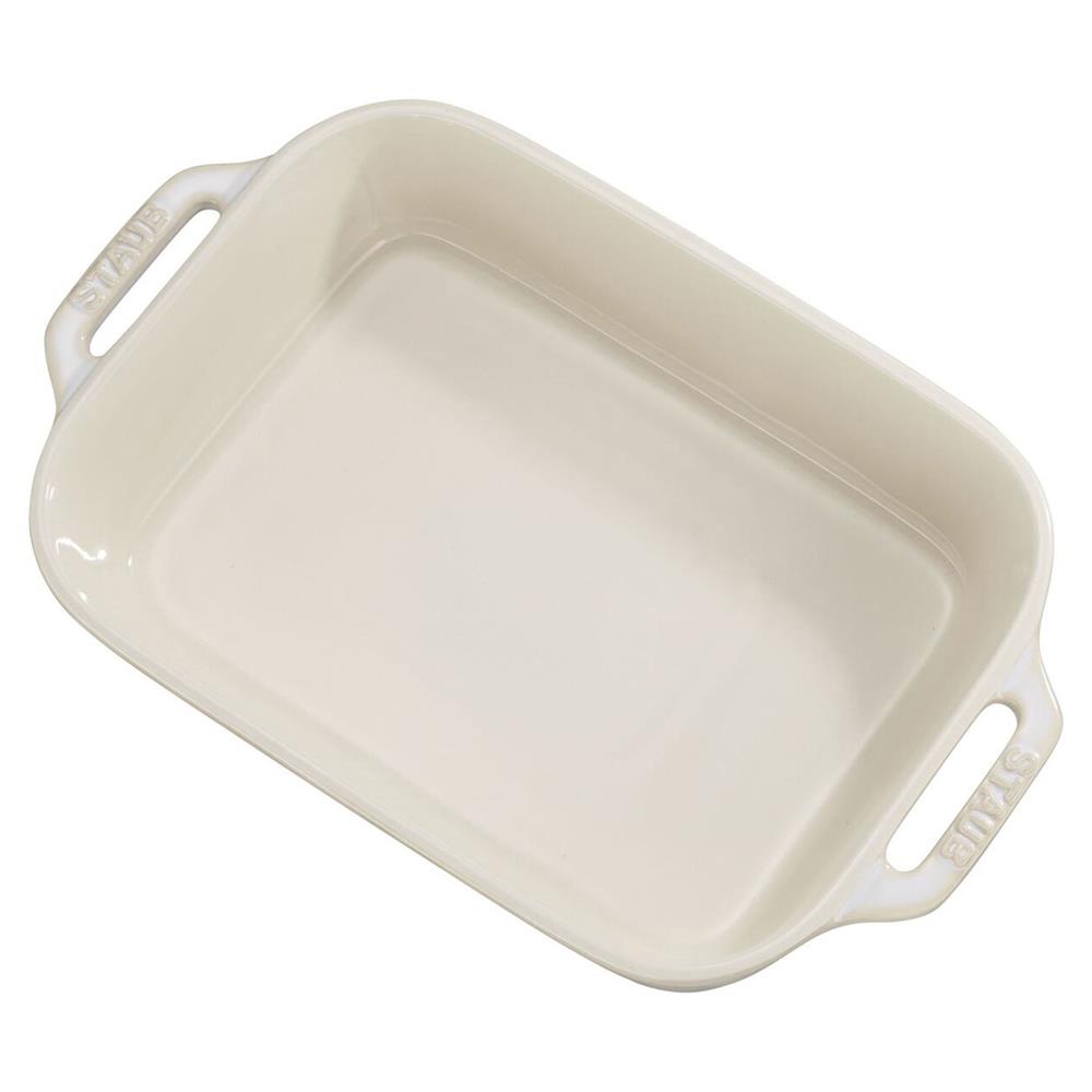 Staub Rustic Ivory Ceramic Rectangular 2 Piece Bakeware Set|