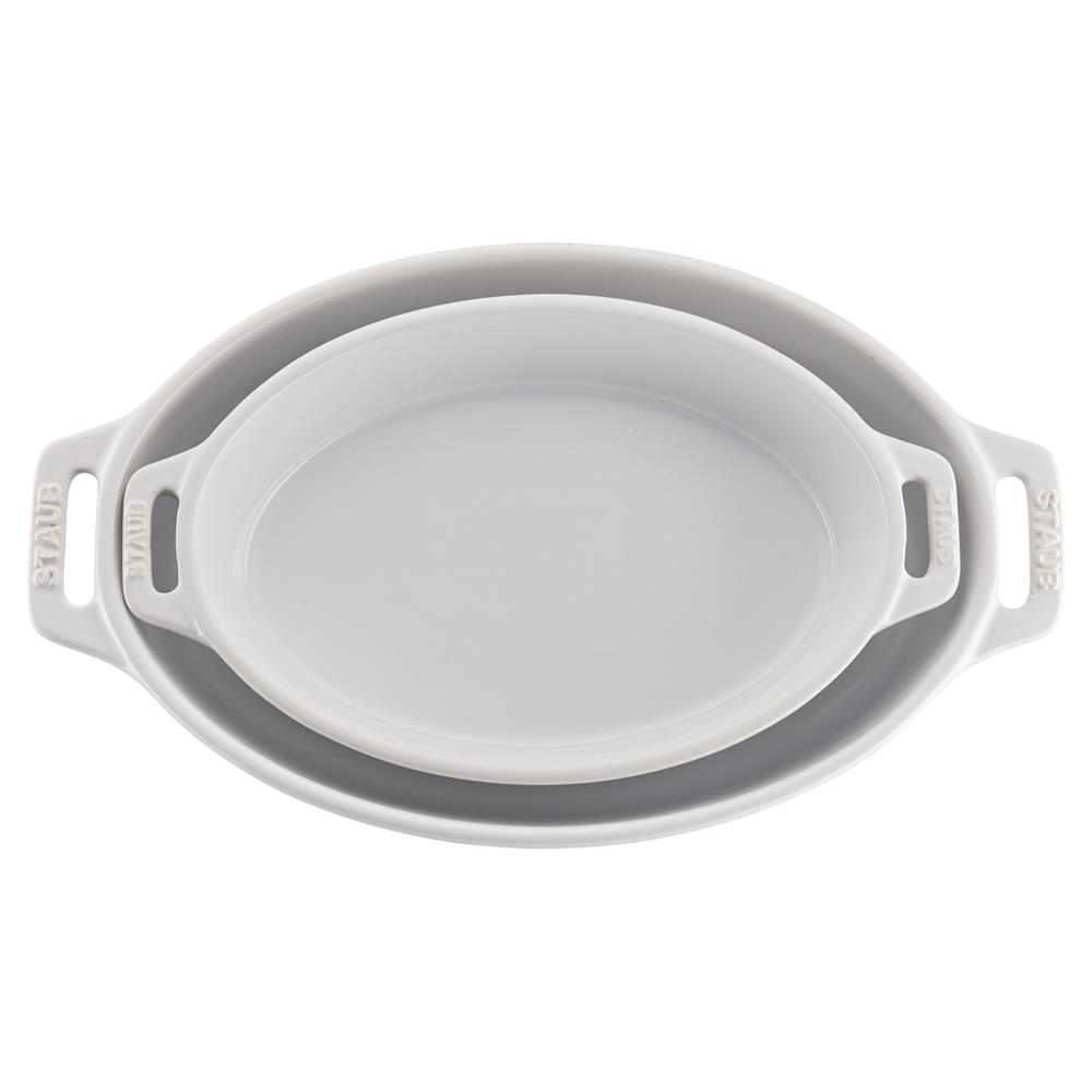 Staub White Ceramic Oval 2 Piece Bakeware Set|