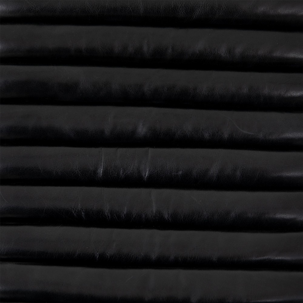 Amani Mid Century Black Leather Brown Wood Tufted Recliner Arm Chair|