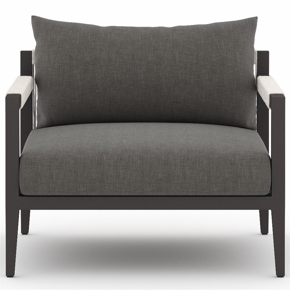 Cheryl Rustic Lodge Black Cushion Aluminum Frame Outdoor Arm Lounge Chair|