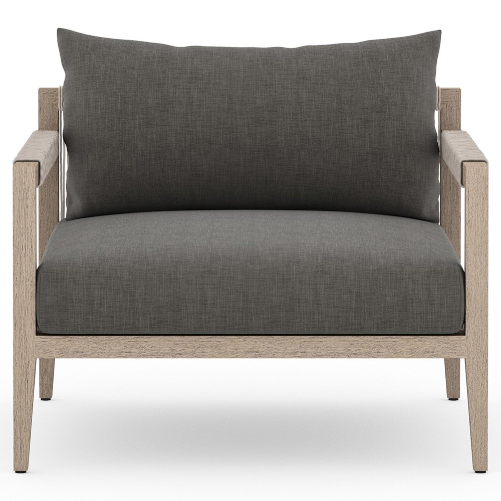 Cheryl Modern Black Cushion Natural Teak Wood Outdoor Arm Chair|