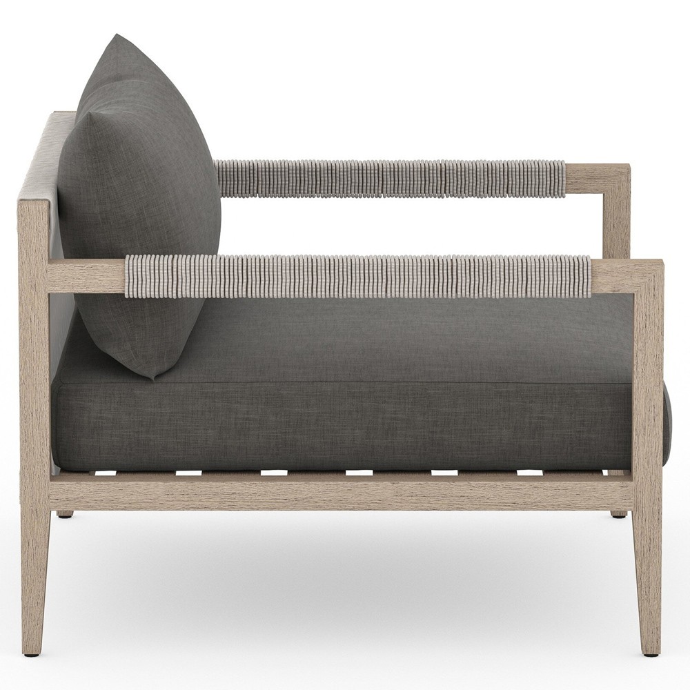 Cheryl Modern Black Cushion Natural Teak Wood Outdoor Arm Chair|