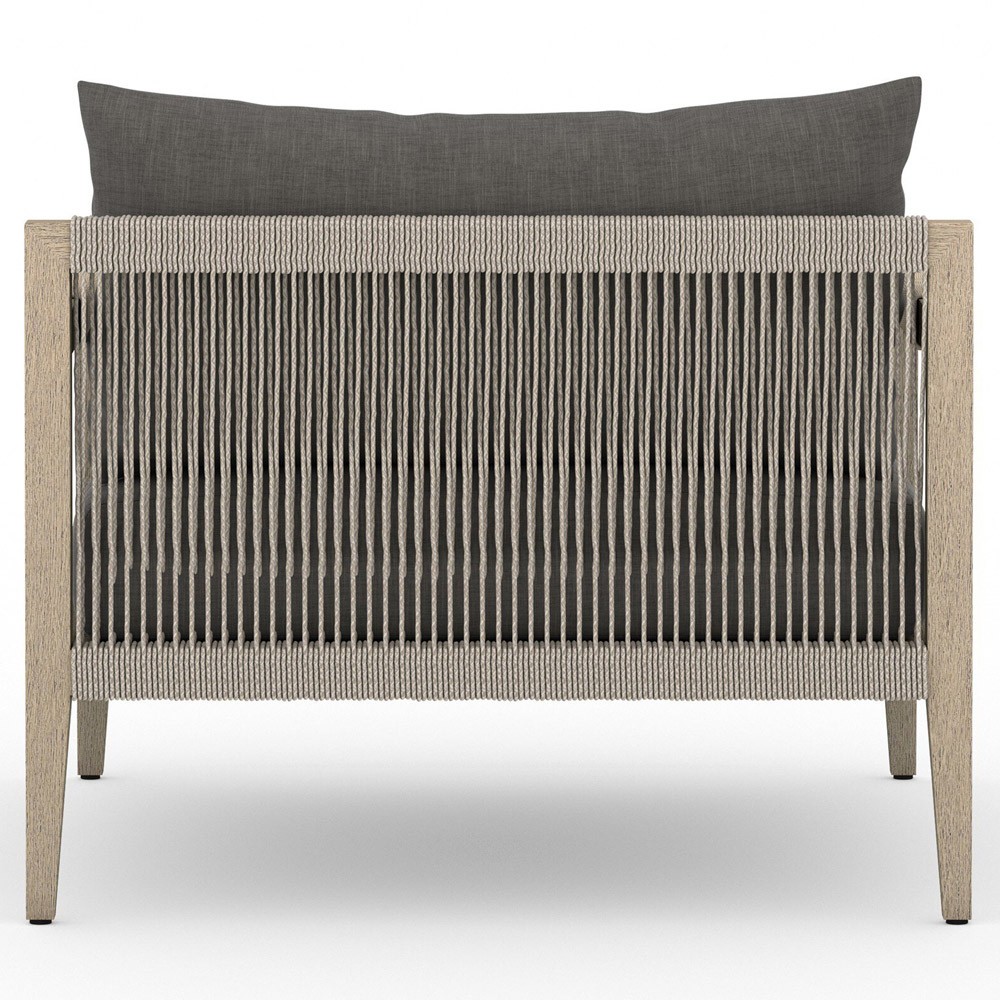 Cheryl Modern Black Cushion Natural Teak Wood Outdoor Arm Chair|