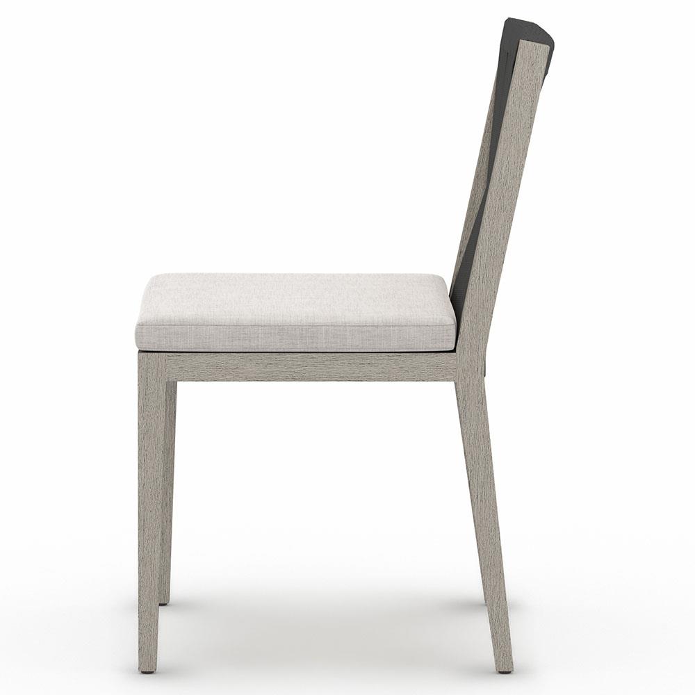 Cheryl Modern Light Grey Cushion Woven Teak Wood Outdoor Dining Side Chair|