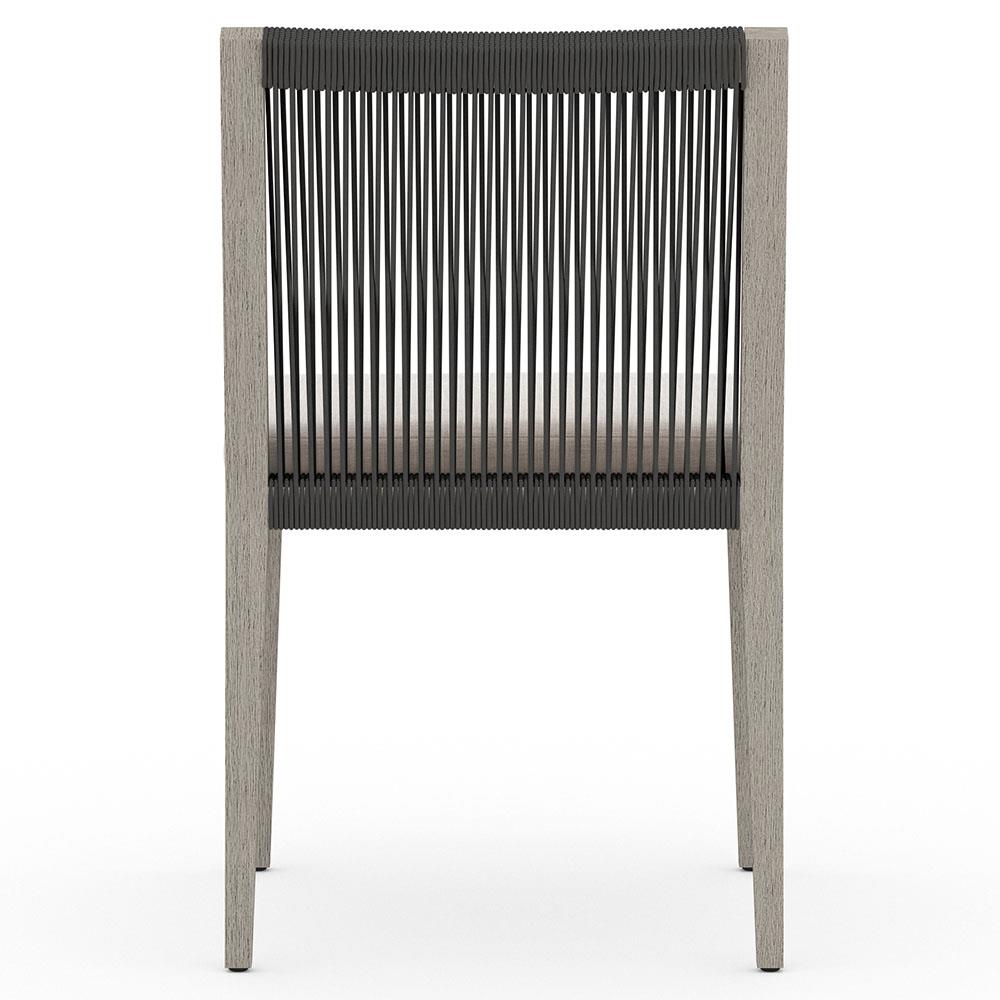Cheryl Modern Light Grey Cushion Woven Teak Wood Outdoor Dining Side Chair|