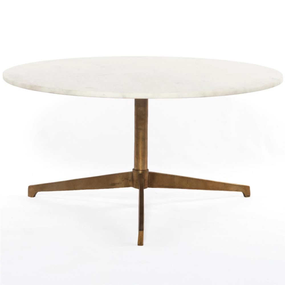Parker Modern Classic White Marble Top Gold Aluminum Round Round Coffee Table|