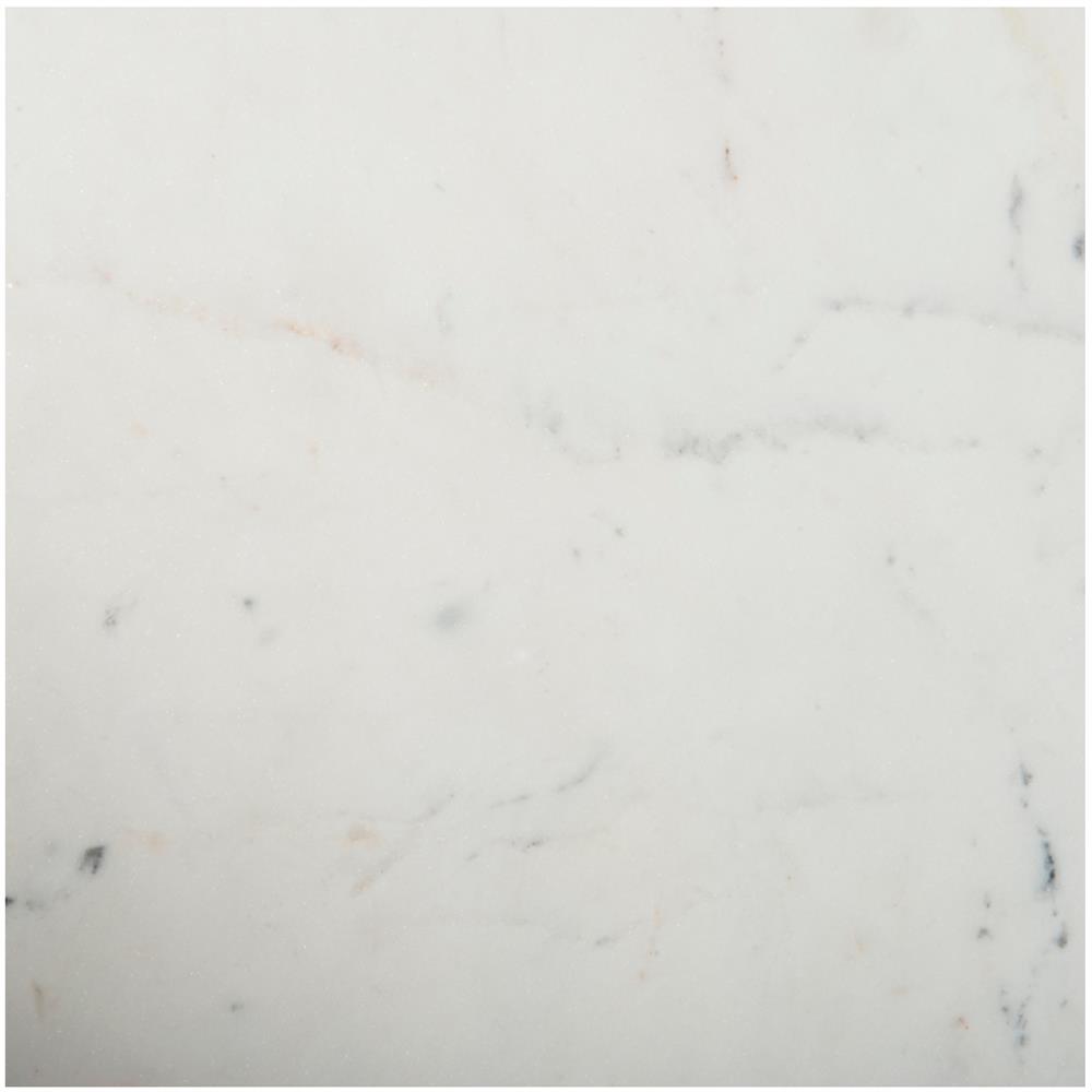 Parker Modern Classic White Marble Top Brass Aluminum Round Side End Table|