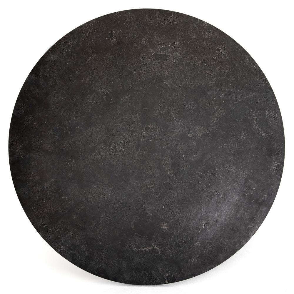 Perry Modern Classic Black Bluestone Top Iron Round Dining Table - 42"W|