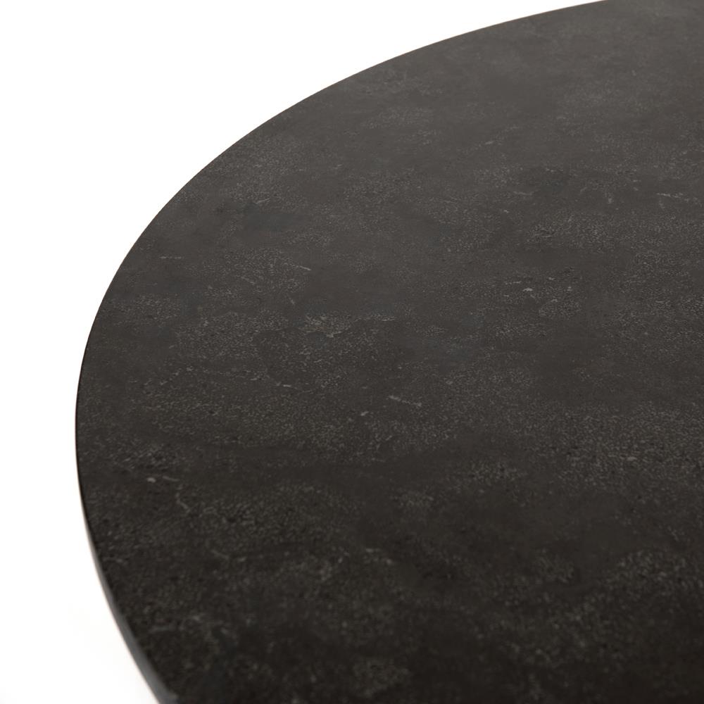 Perry Modern Classic Black Bluestone Top Iron Round Dining Table - 42"W|