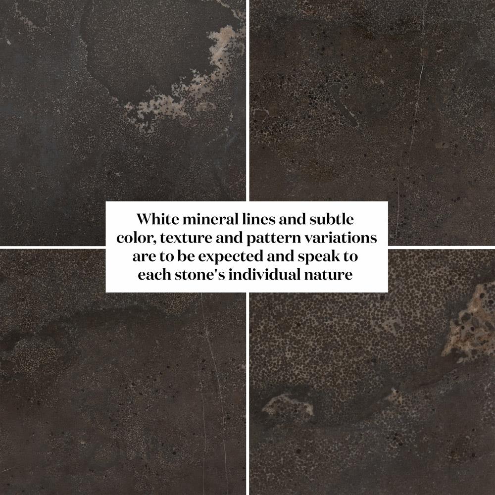 Perry Modern Classic Black Bluestone Top Iron Round Dining Table - 42"W|