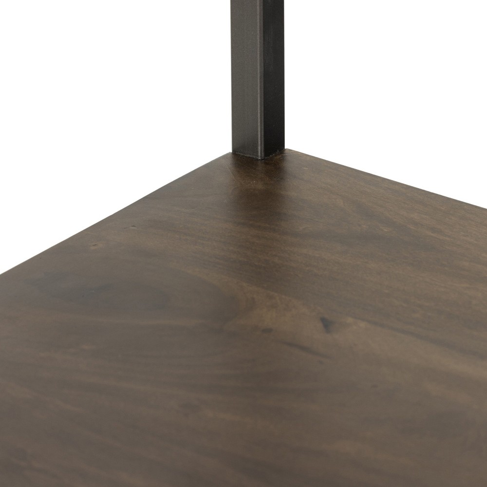 Theodore Industrial Loft Brown Wood Grey Iron Frame 2 Drawer Display Bookcase|