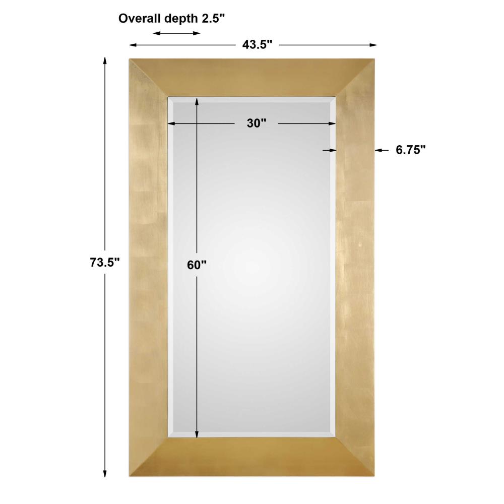 Amir Hollywood Regency Gold Leaf Beveled Frame Pine Wood Floor