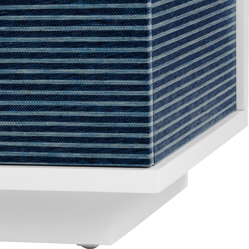 Cosmopolitan Modern Classic Blue Stripe Grasscloth Wood Sideboard|