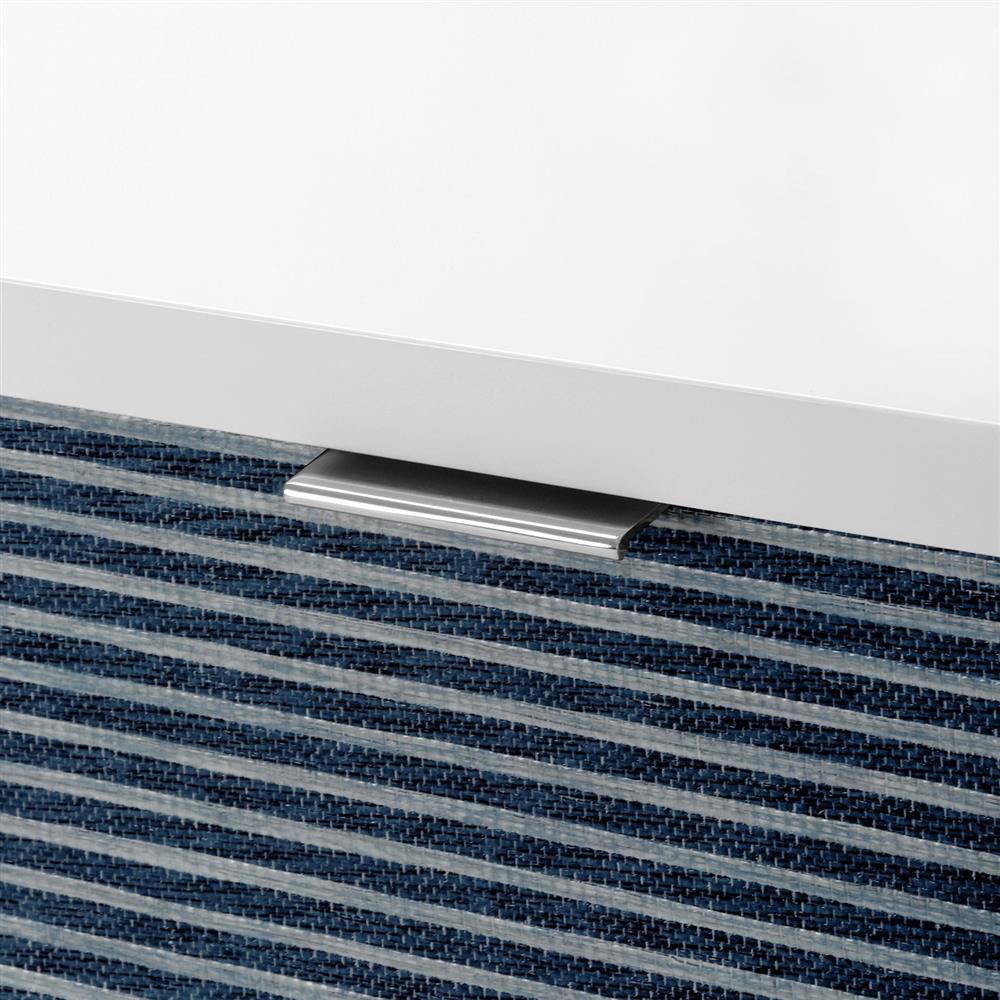 Cosmopolitan Modern Classic Blue Stripe Grasscloth Wood Sideboard|