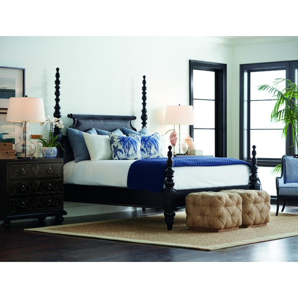 Sovereign French Country Dark Brown Turned Wood Canopy Bed - Queen|