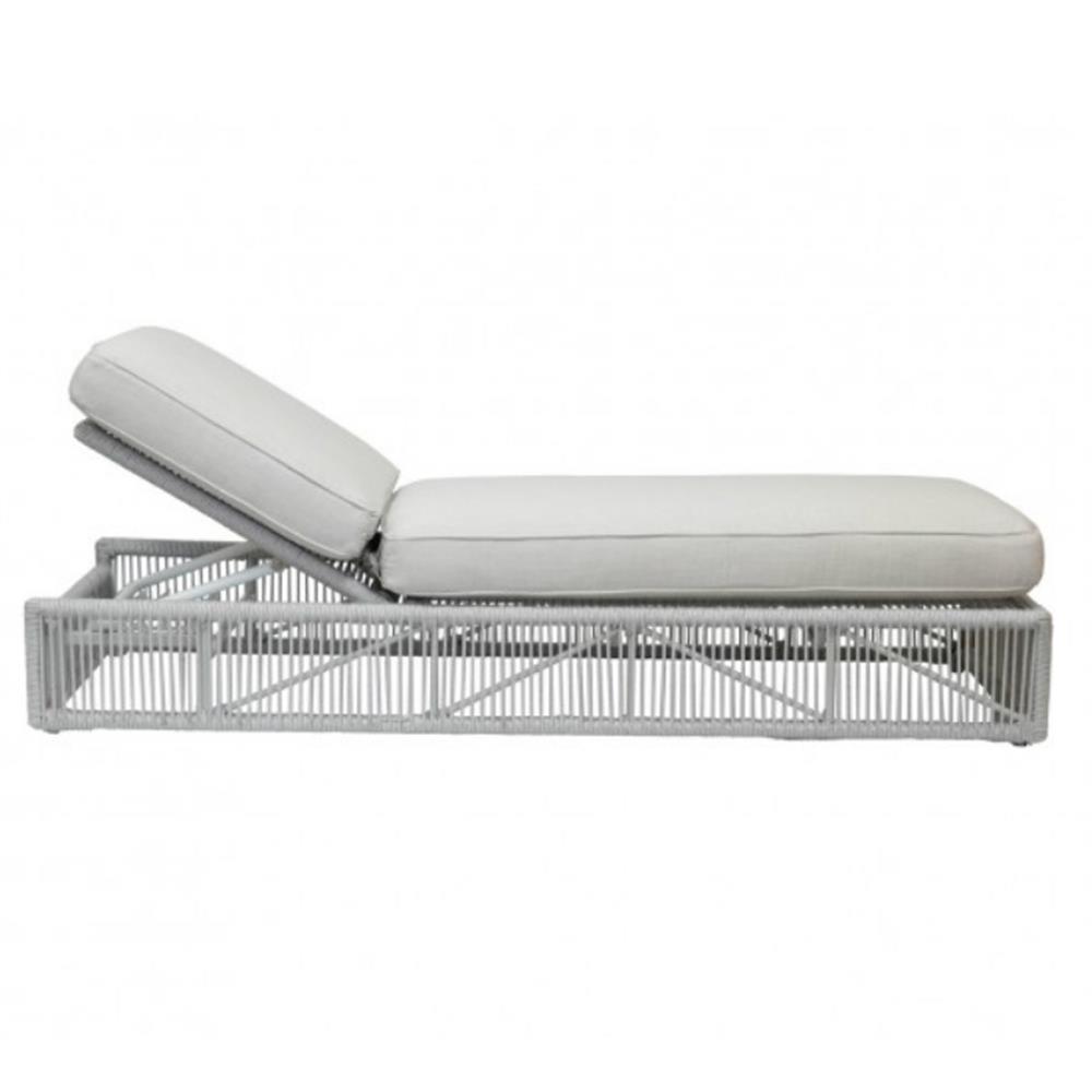Mateo Coastal Grey Cushion Rope Outdoor Adjustable Chaise Lounge|