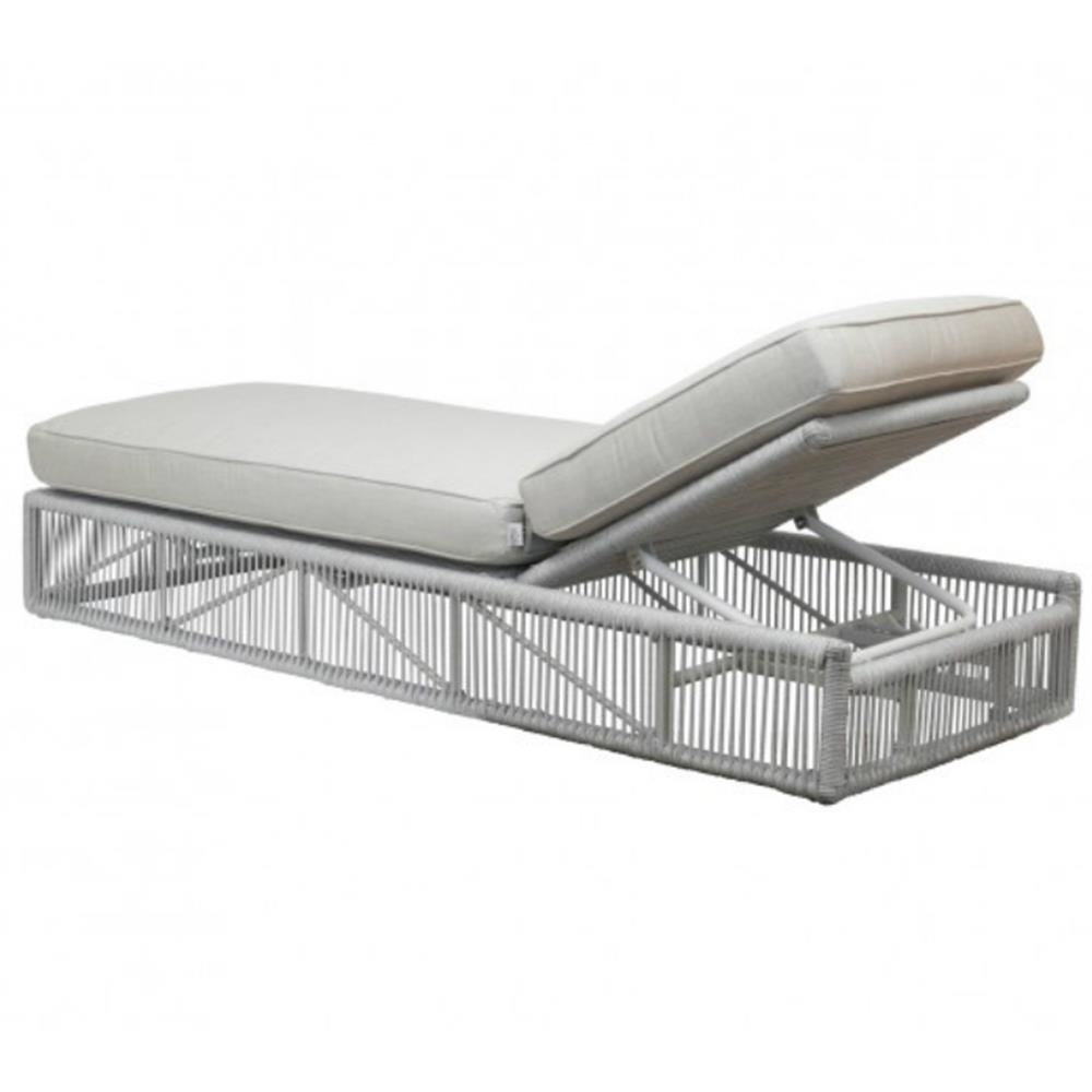 Mateo Coastal Grey Cushion Rope Outdoor Adjustable Chaise Lounge|