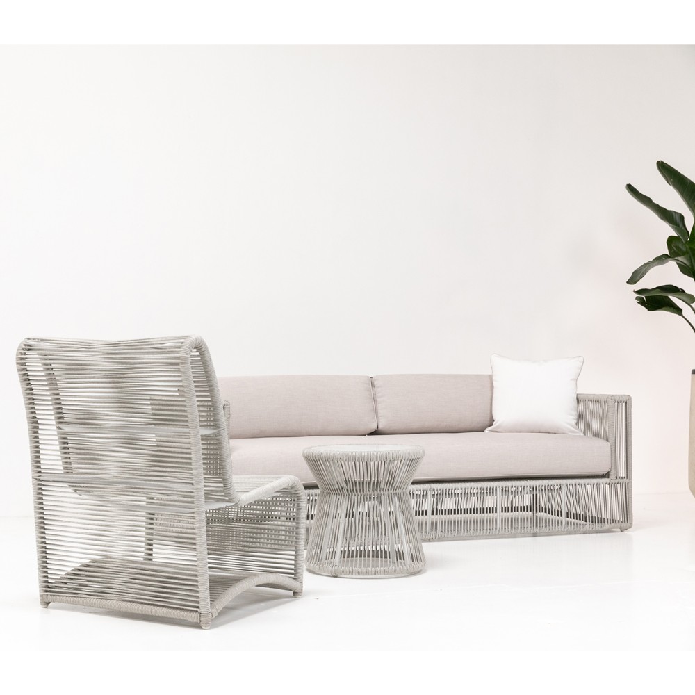 Mateo Coastal Grey Cushion Rope Outdoor Armless Club Chair|