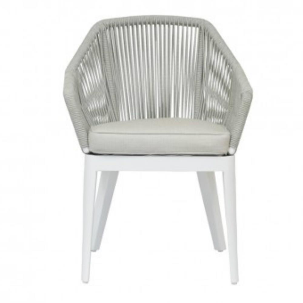 Mateo Coastal Grey Cushion Rope Outdoor Dining Arm Chair|