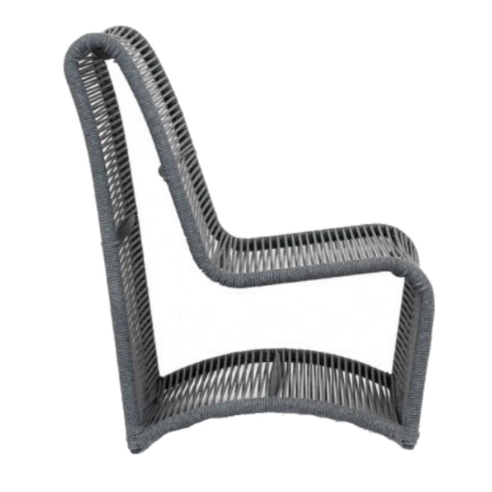 Levi Coastal Black Woven Rope Outdoor Armless Club Chair|