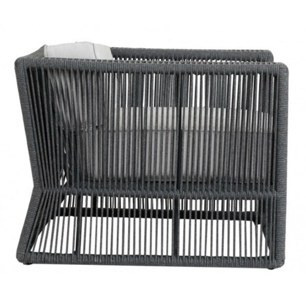 Levi Coastal Grey Cushion Black Woven Rope Outdoor Club Arm Chair|