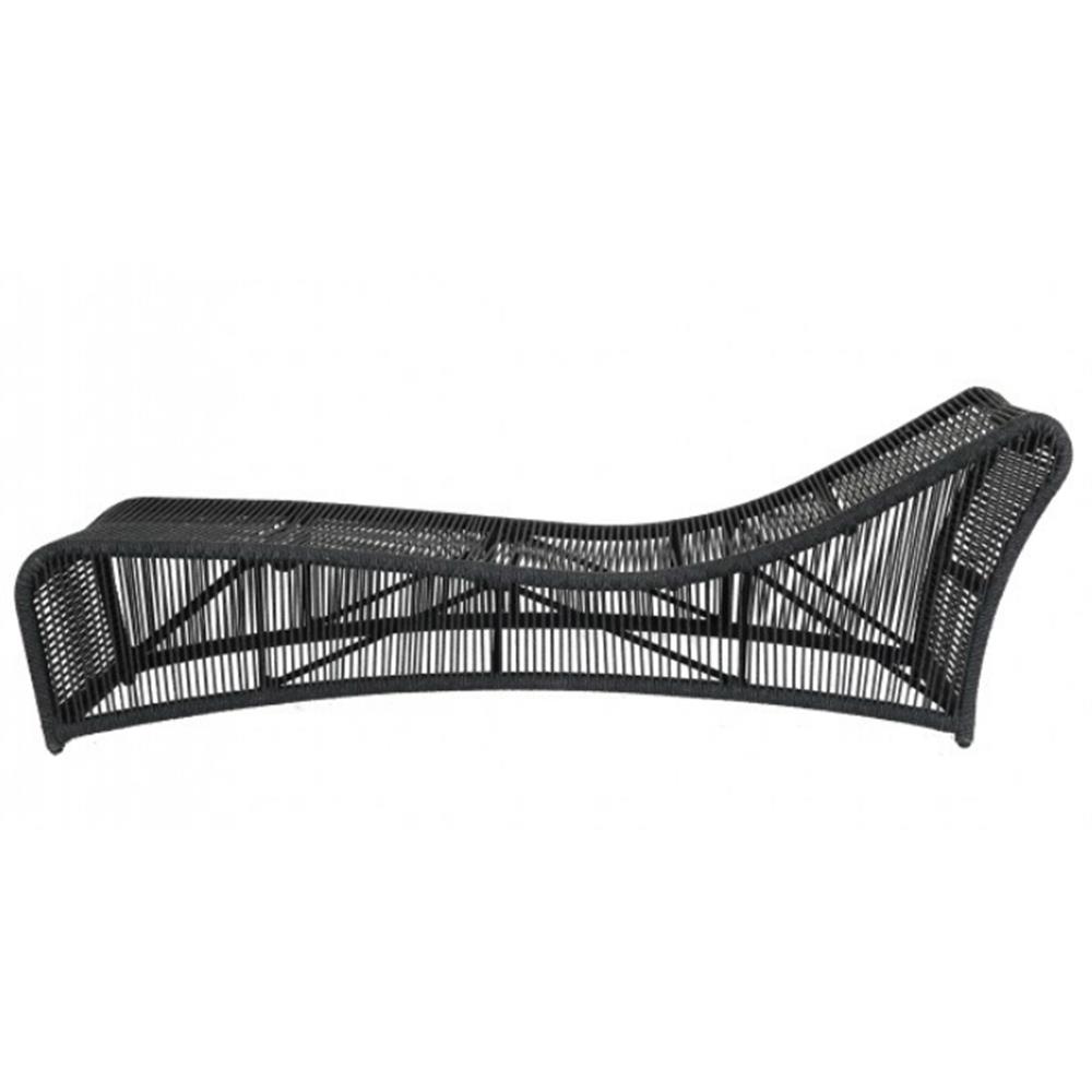 Levi Coastal Black Woven Rope Outdoor Chaise Lounge|