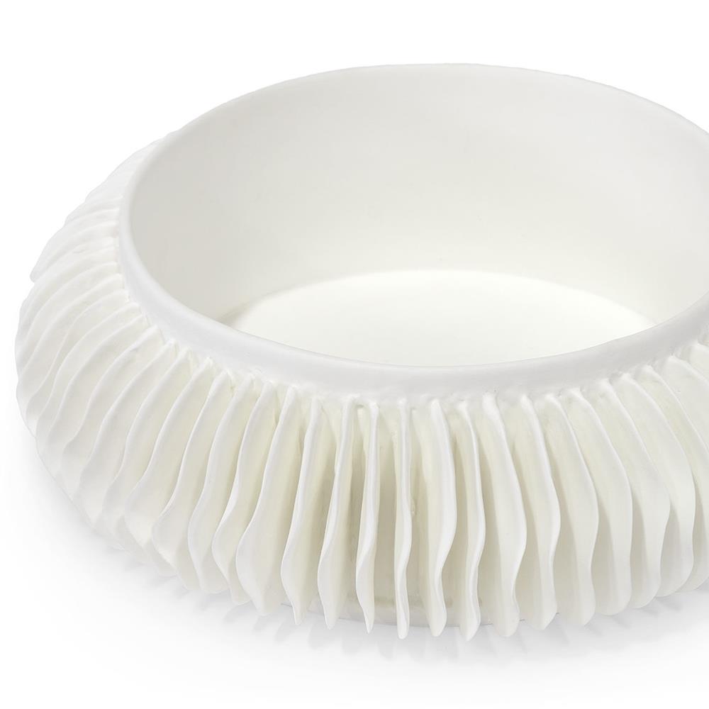Palecek Antilles Coastal Beach White Round Porcelain Bowl|