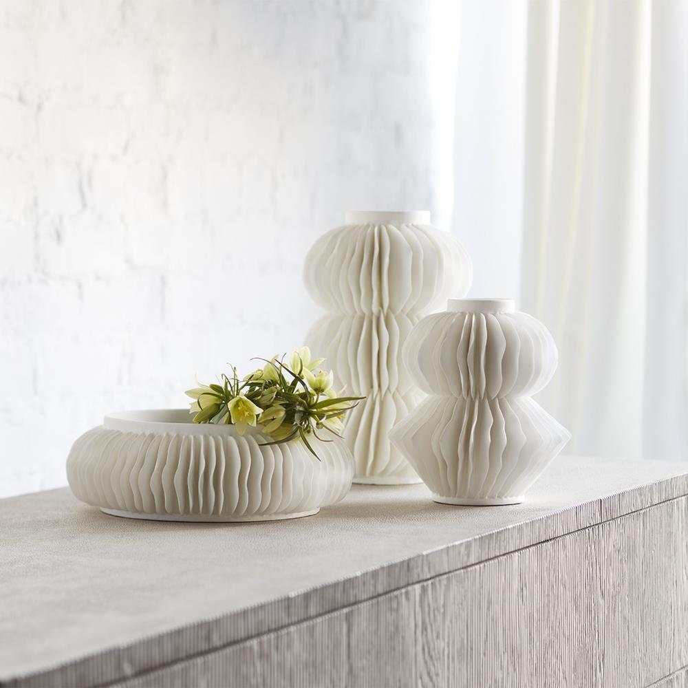 Palecek Antilles Coastal Beach White Porcelain Stacked Decorative Vase|