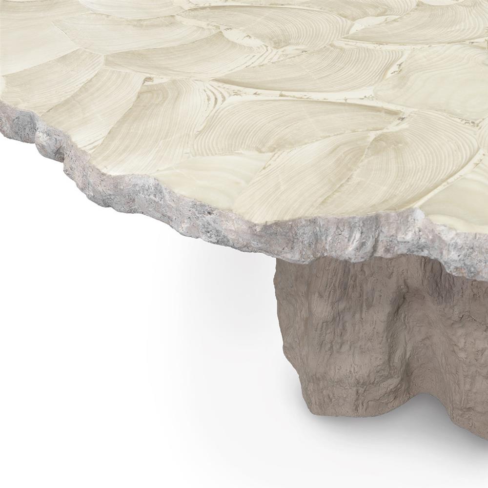 Palecek Camilla Coastal White Inlaid Fossilized Clam Stonecast