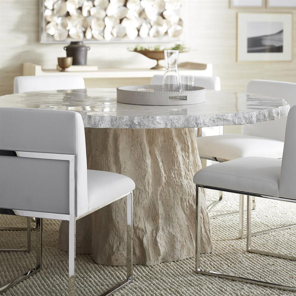 Palecek Camilla Coastal White Inlaid Fossilized Clam Stonecast