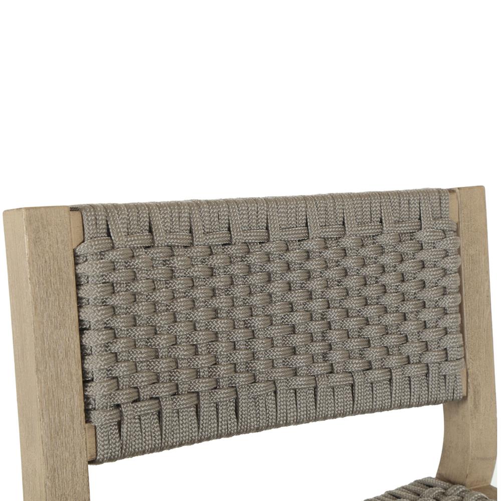 Dion Coastal Beach Light Grey Woven Rope Washed Natural Teak Outdoor Counter Stool|
