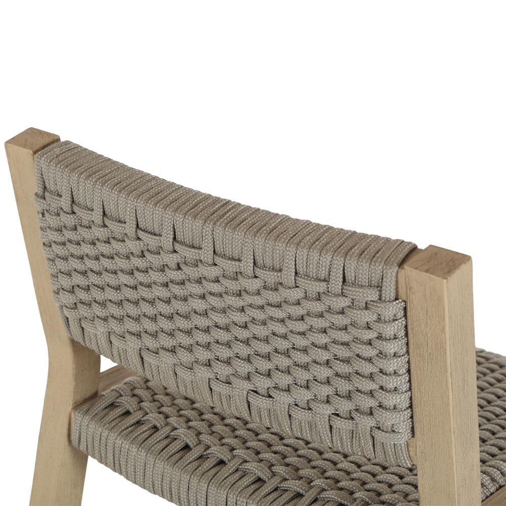 Dion Coastal Beach Light Grey Woven Rope Washed Natural Teak Outdoor Counter Stool|