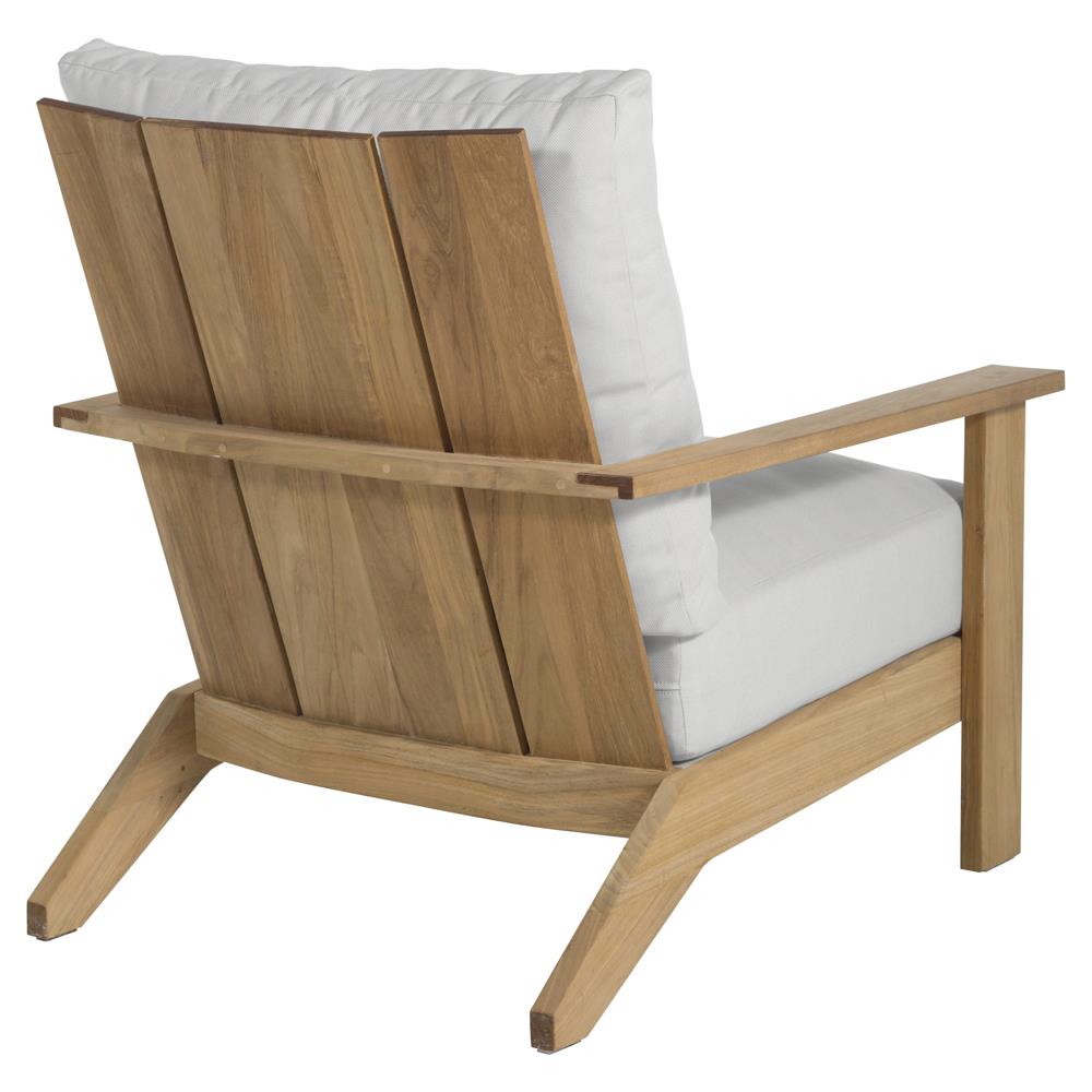 Ashland Modern White Cushion Natural Teak Outdoor Lounge Chair|