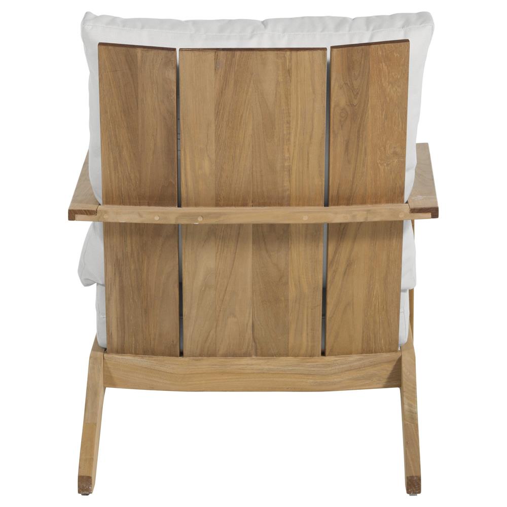 Ashland Modern White Cushion Natural Teak Outdoor Lounge Chair|