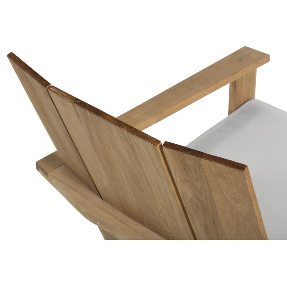Ashland Modern White Cushion Natural Teak Outdoor Lounge Chair|