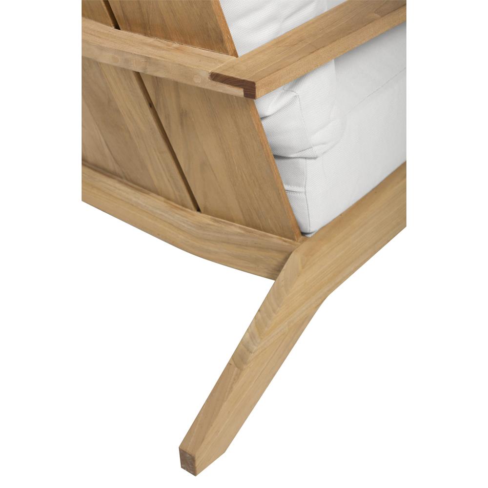 Ashland Modern White Cushion Natural Teak Outdoor Lounge Chair|