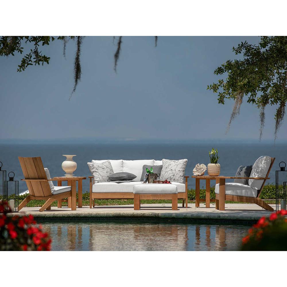 Ashland Modern White Cushion Natural Teak Outdoor Lounge Chair|