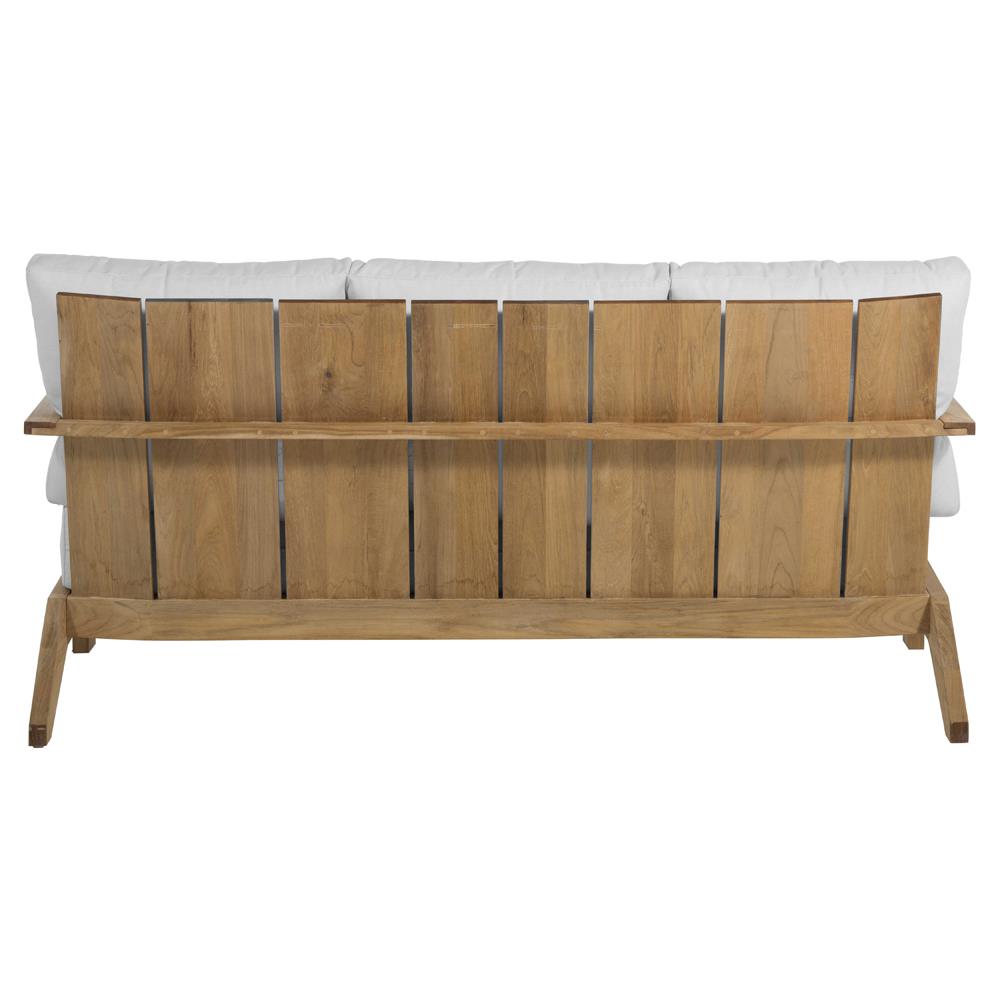 Ashland Modern White Cushion Natural Teak Outdoor Sofa - 73.13"|