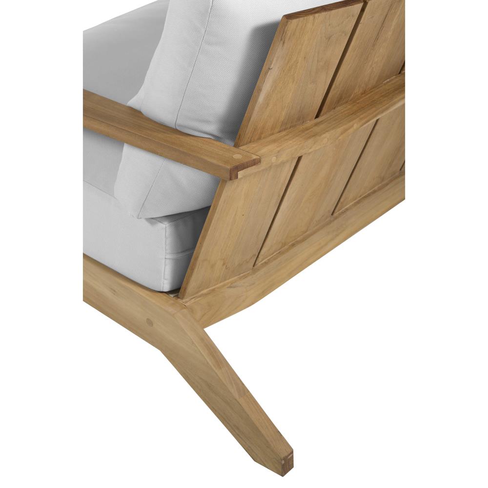 Ashland Modern White Cushion Natural Teak Outdoor Sofa - 73.13"|