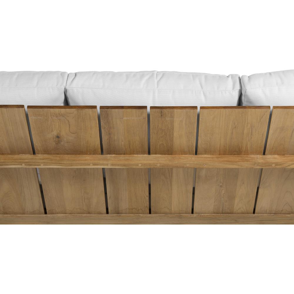 Ashland Modern White Cushion Natural Teak Outdoor Sofa - 73.13"|