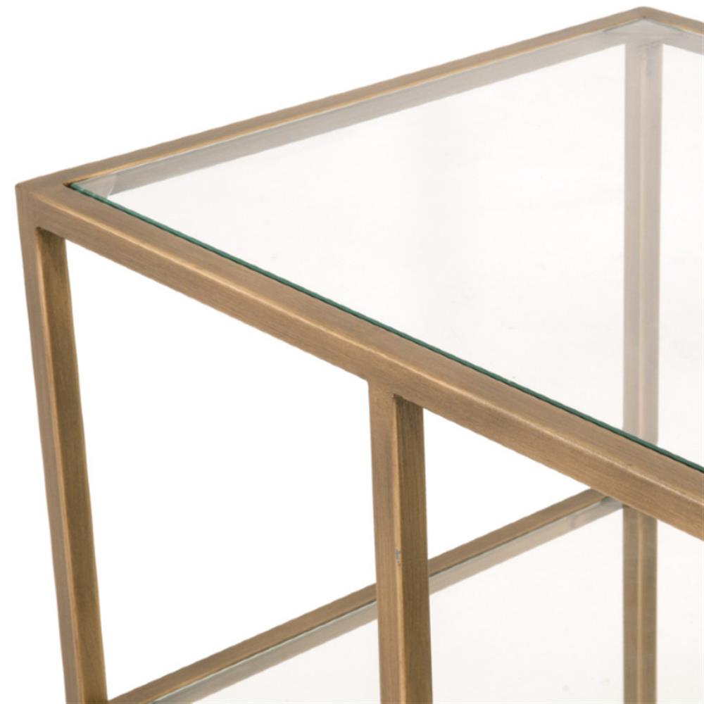 Ava Modern Classic Glass Brass Console Bookcase|