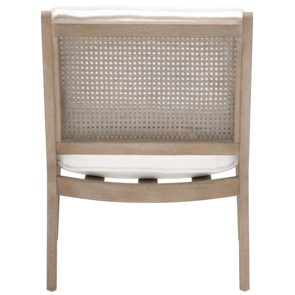 Elias Coastal Beach White Performance Grey Oak Frame Woven Rattan Arm Chair|