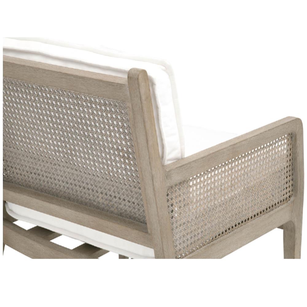 Elias Coastal Beach White Performance Grey Oak Frame Woven Rattan Arm Chair|