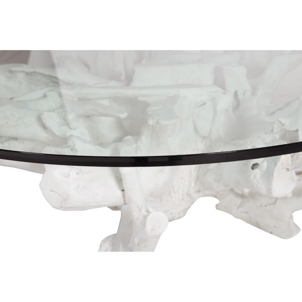 Sylvia Coastal Beach White Tree Stump Round Coffee Table|