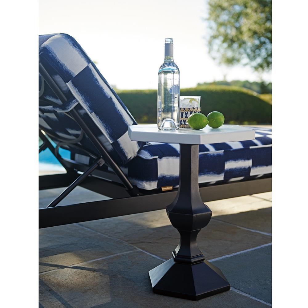 Pavlova French Ivory Stone Top Metal Hexagonal Outdoor Side Table|